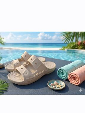 NWT Crocs Baya II Slide Sandals - Beige/Stucco - Size Men 5 / Women 7